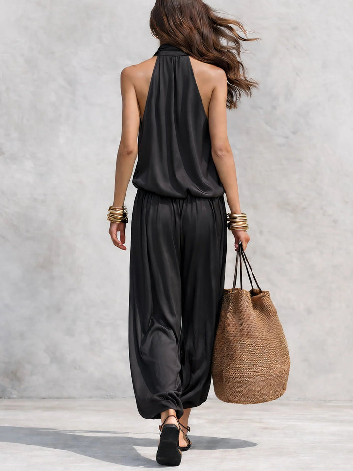 Demetria | Ensemble Deux Pièces Top Drapé Col Bénitier & Pantalon Sarouel Fluide