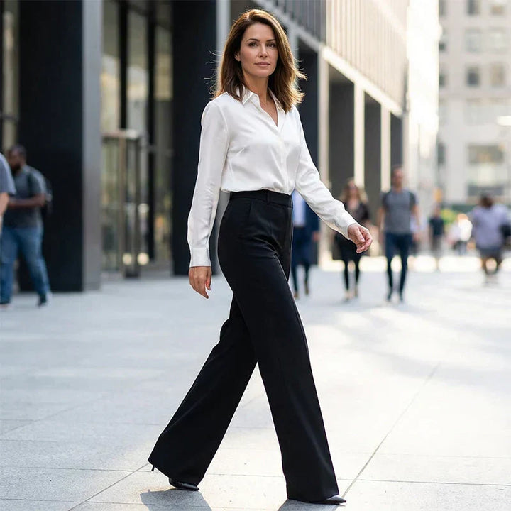 ELINORA | Pantalon chic taille haute avec coupe flatteuse pour le travail et les moments élégants