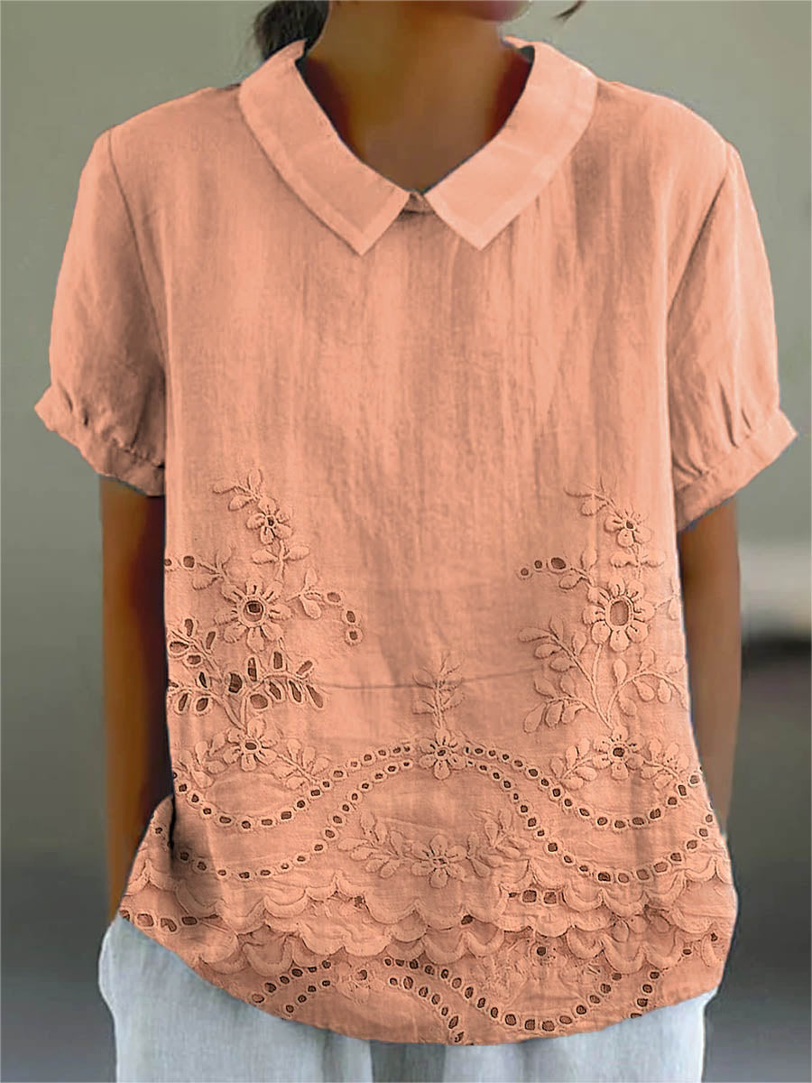 Lily | Chemisier Brodé Floral Élégant