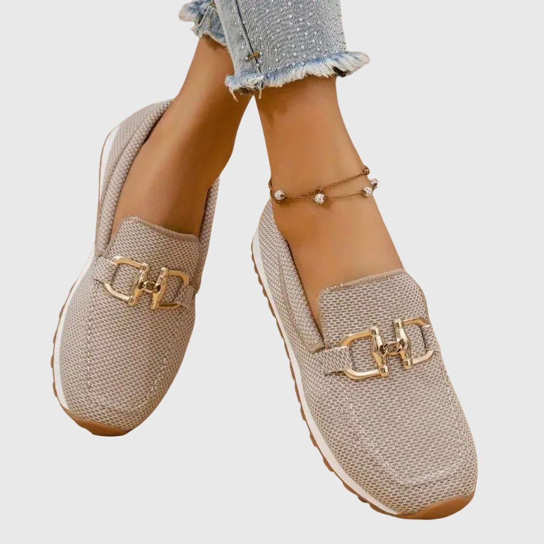 Susie | Baskets Slip-On Mesh & Boucle Dorée