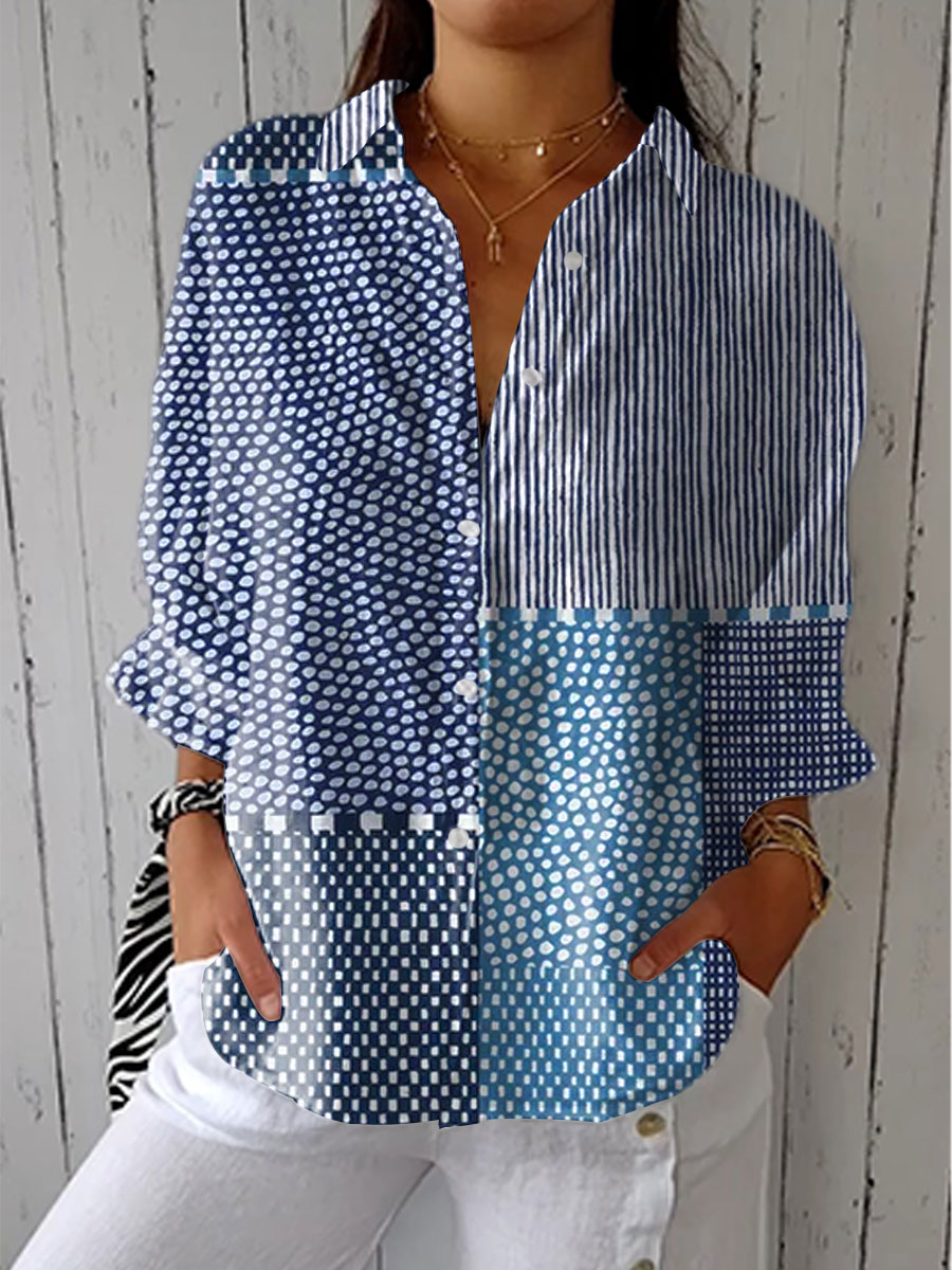 Fiora | Blouse patchwork océan