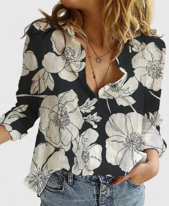 Harper | Chemise Lin Boutonnée Col Festonné