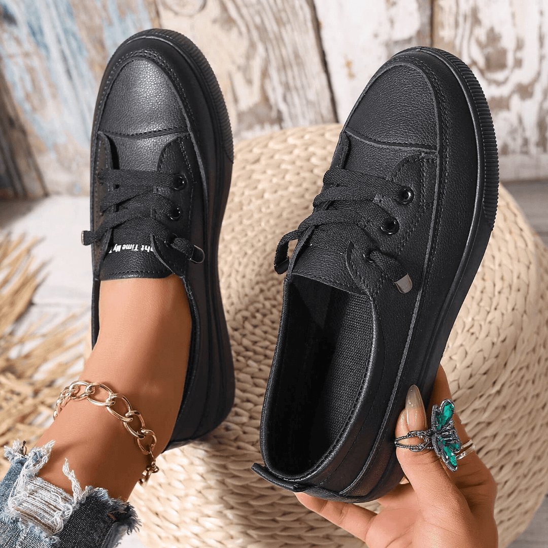 Nola | Chaussures Plates Blanches à Lacets pour Femme avec Semelle Respirante