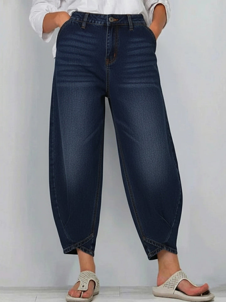 Lucie | Jean Barrel Crop Taille Haute & Coupe Décontractée