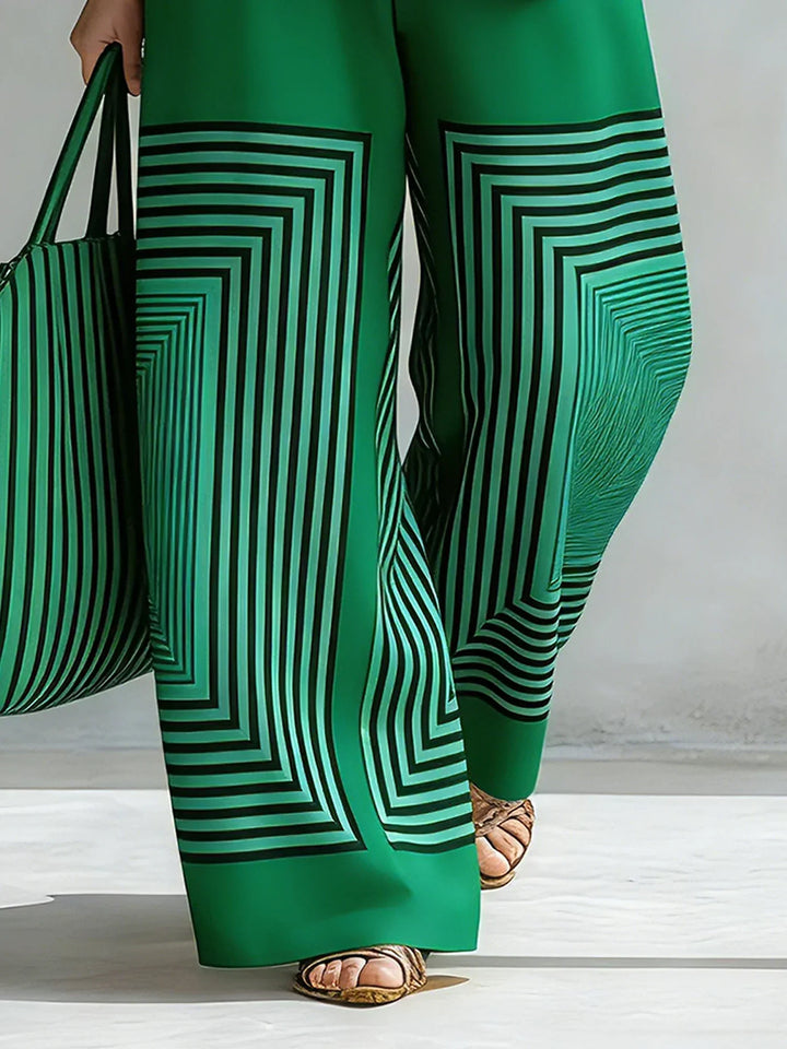 Léa | Ensemble Géométrique Moderne Top Sans Manches & Pantalon Large