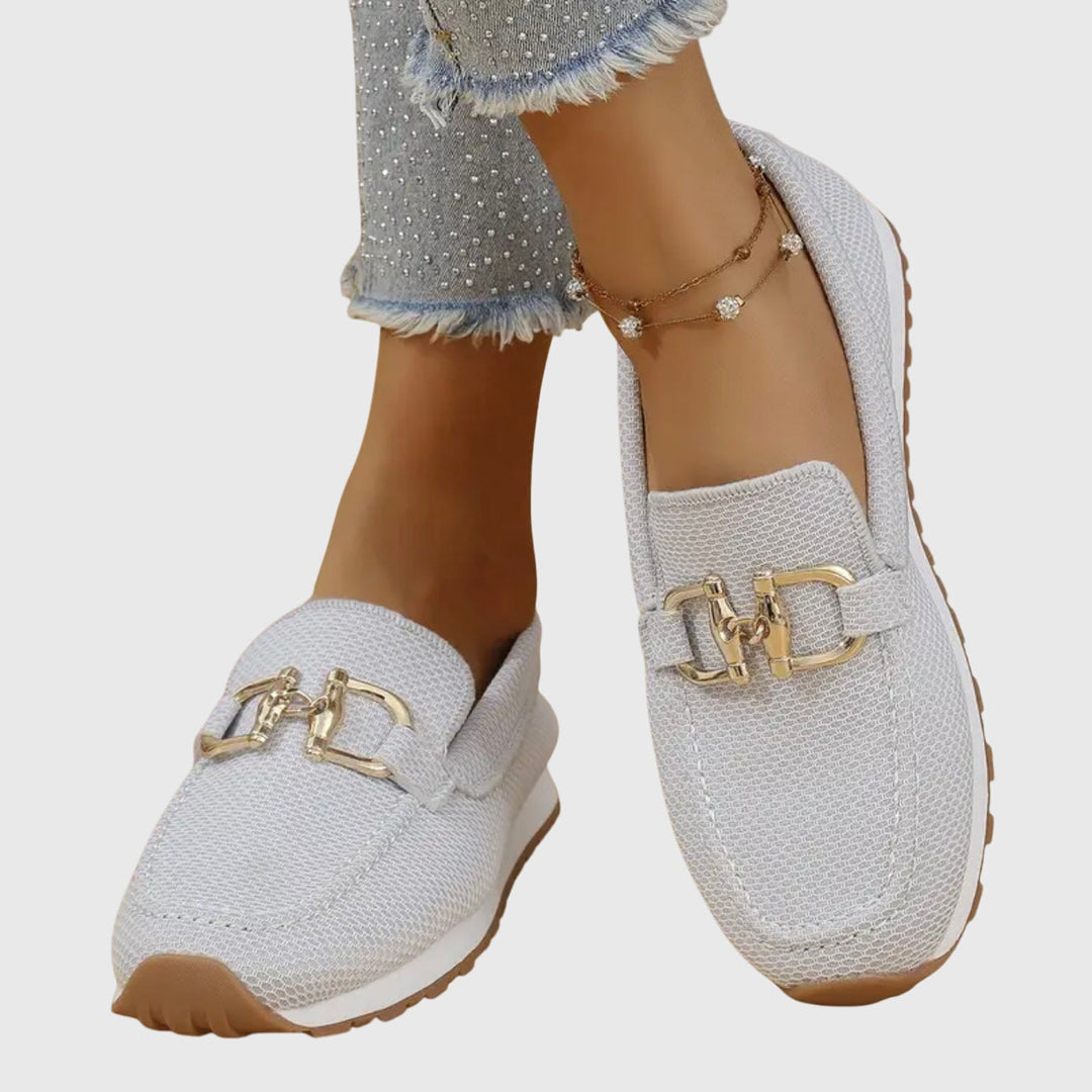 Susie | Baskets Slip-On Mesh & Boucle Dorée