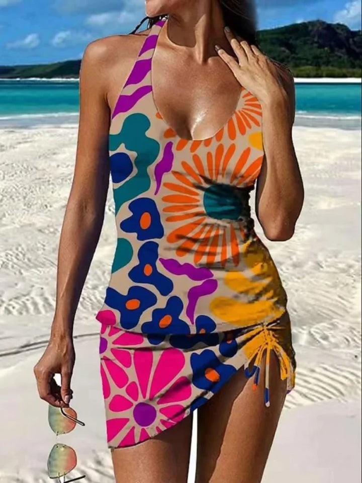 Fiesta – Tankini graphique fleuri avec short, effet ventre plat