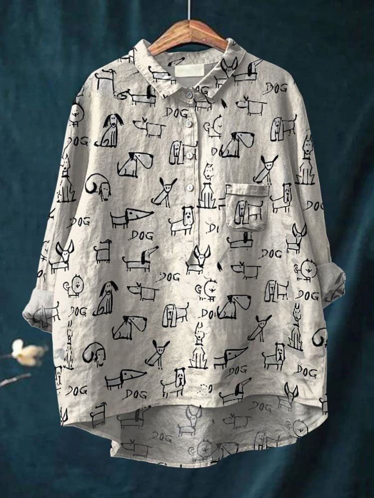 Zoe | Chemise griffonnée de chiens