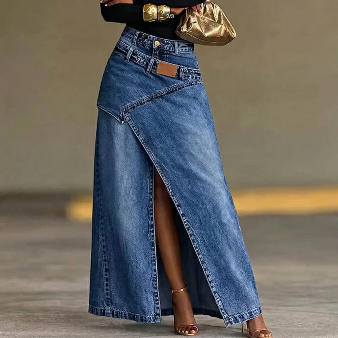 Zaira – Jupe en Jean Asymétrique