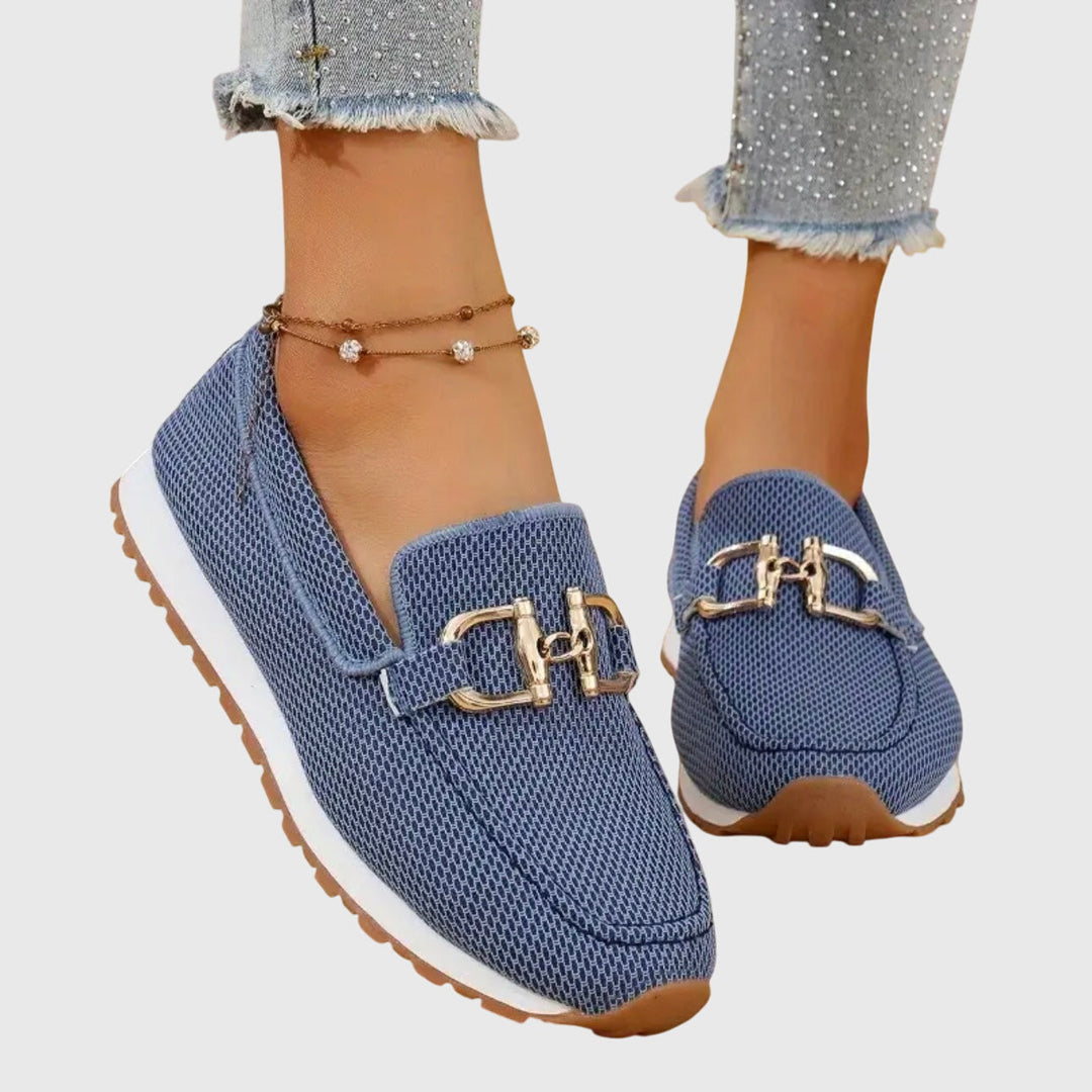 Susie | Baskets Slip-On Mesh & Boucle Dorée