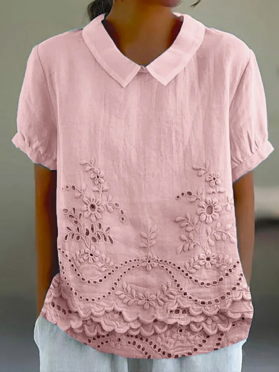 Lily | Chemisier Brodé Floral Élégant