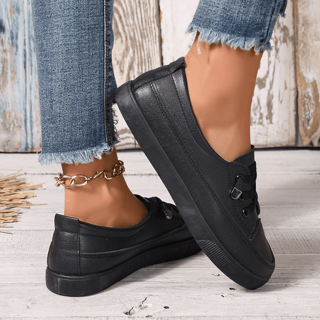 Nola | Chaussures Plates Blanches à Lacets pour Femme avec Semelle Respirante