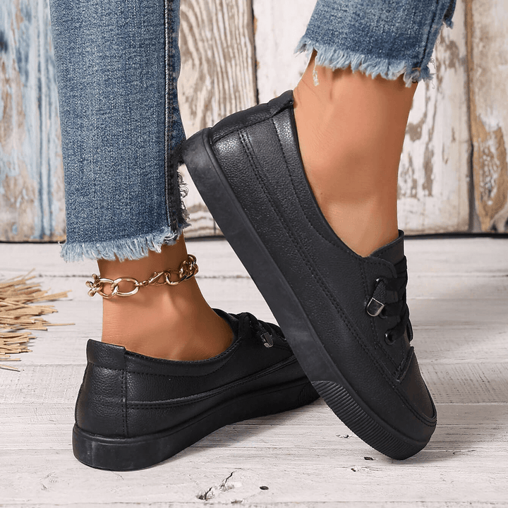 Nola | Chaussures Plates Blanches à Lacets pour Femme avec Semelle Respirante
