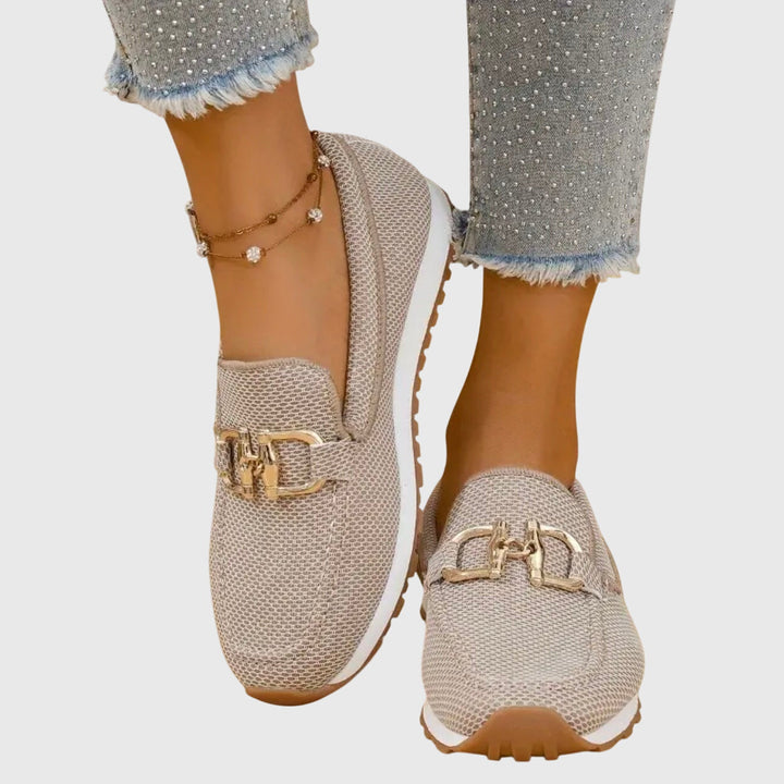Susie | Baskets Slip-On Mesh & Boucle Dorée
