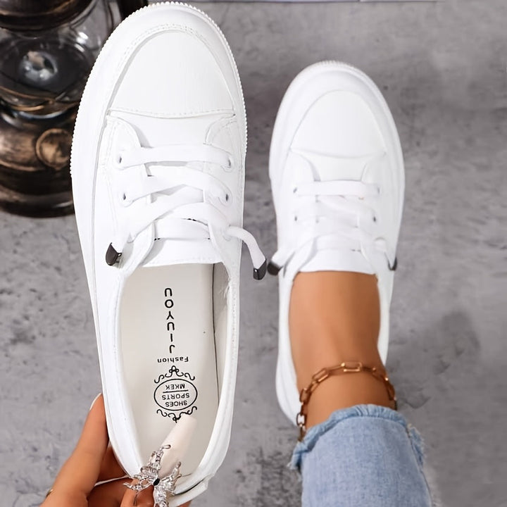 Nola | Chaussures Plates Blanches à Lacets pour Femme avec Semelle Respirante