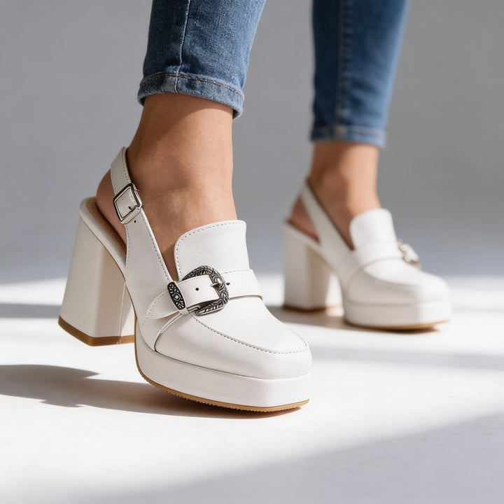 Arianna | Slingback Plateforme à Boucle & Talon Bloc