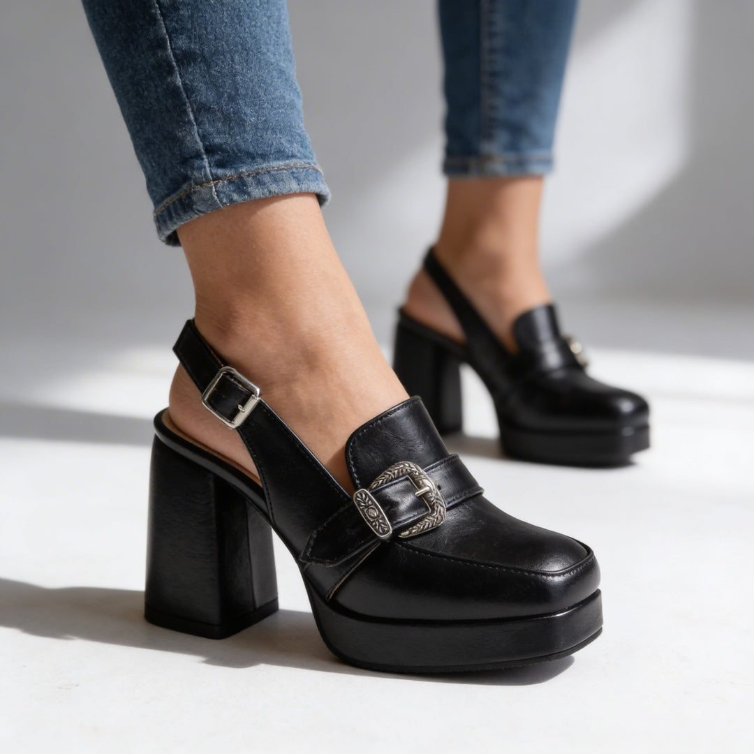 Arianna | Slingback Plateforme à Boucle & Talon Bloc