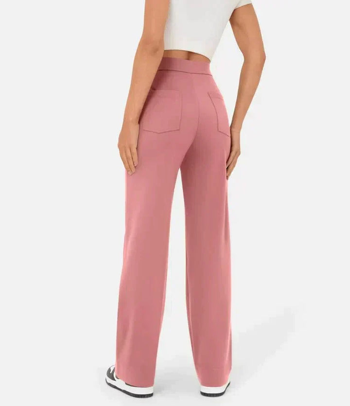 Pantalon décontracté taille haute avec élastique