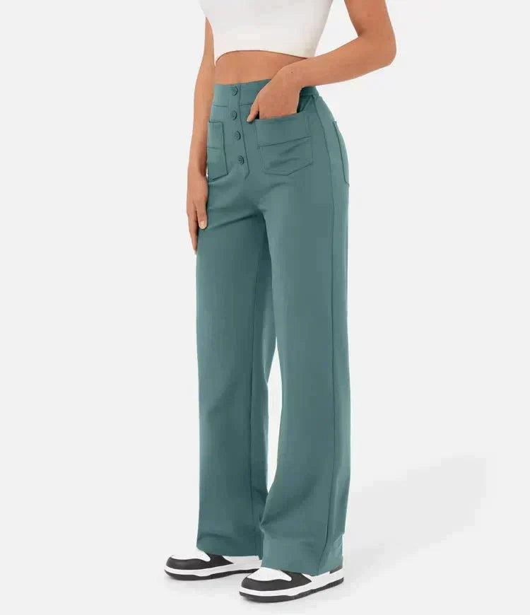 Pantalon décontracté taille haute avec élastique