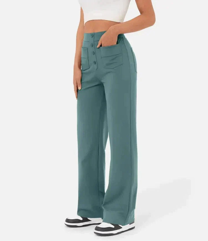 Pantalon décontracté taille haute avec élastique