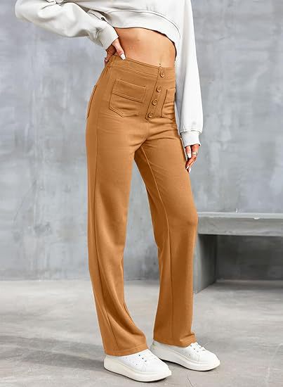 Pantalon décontracté taille haute avec élastique