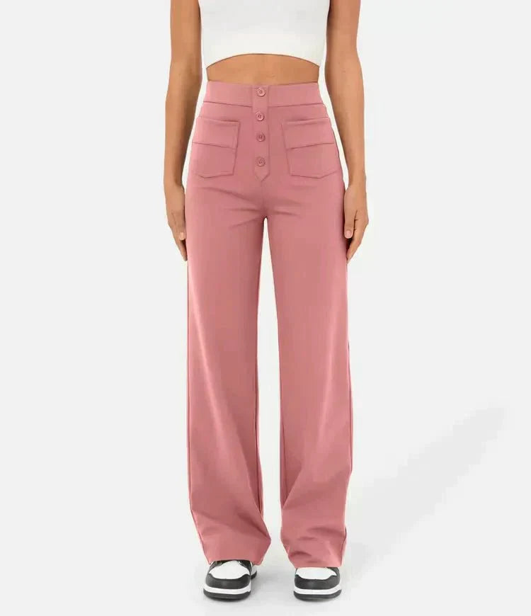 Pantalon décontracté taille haute avec élastique