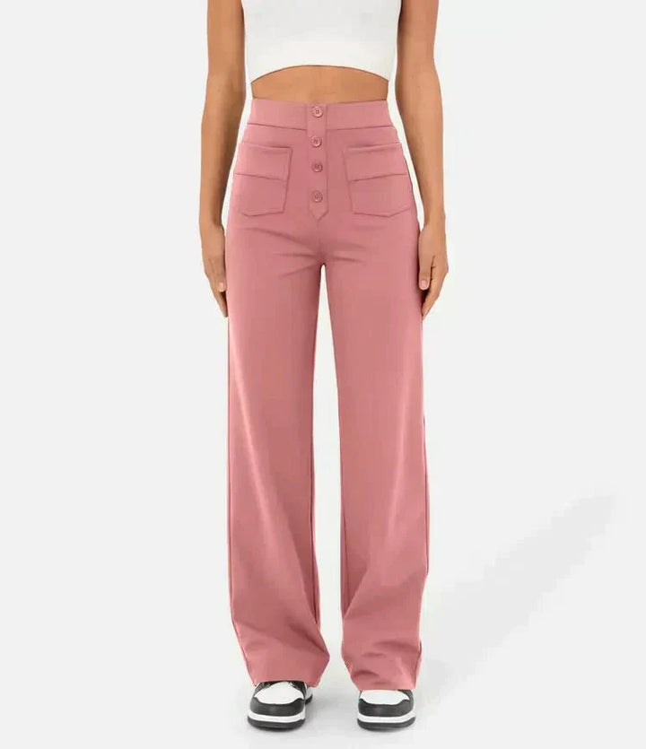 Pantalon décontracté taille haute avec élastique