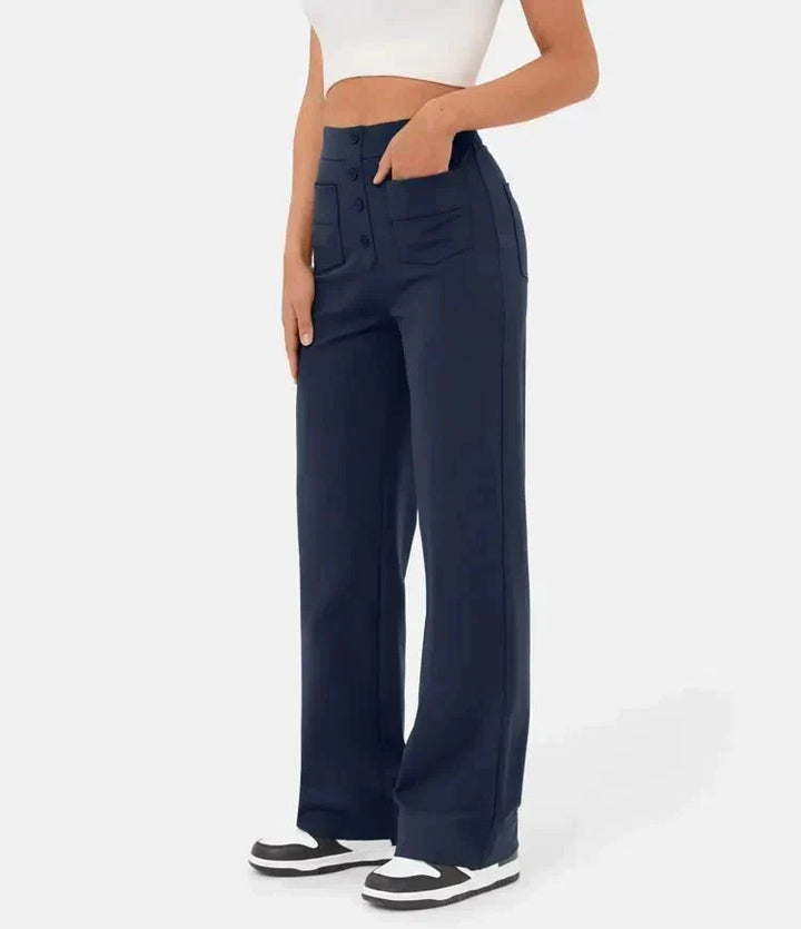 Pantalon décontracté taille haute avec élastique