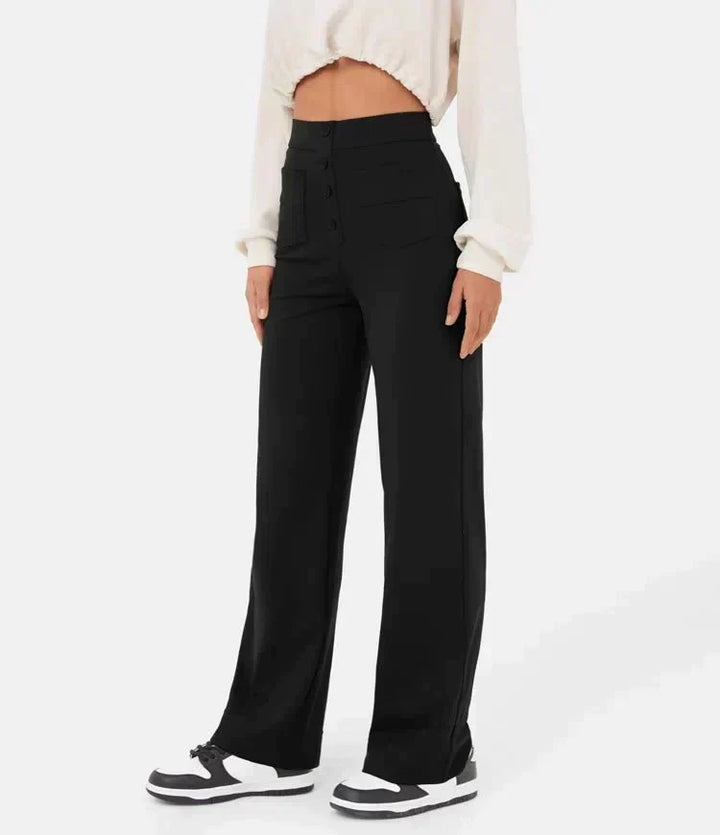 Pantalon décontracté taille haute avec élastique