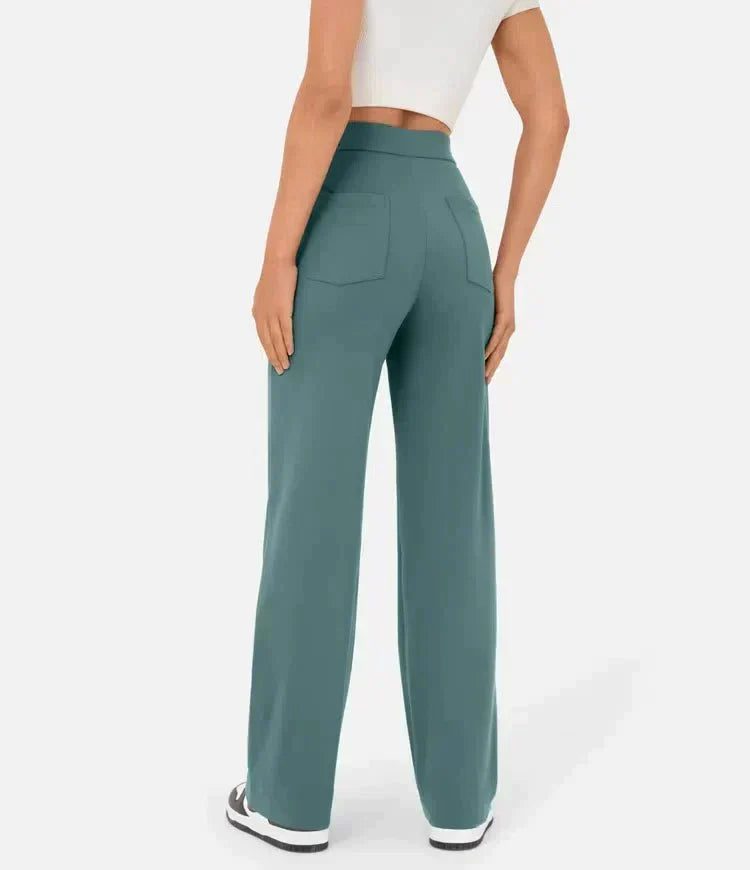 Pantalon décontracté taille haute avec élastique