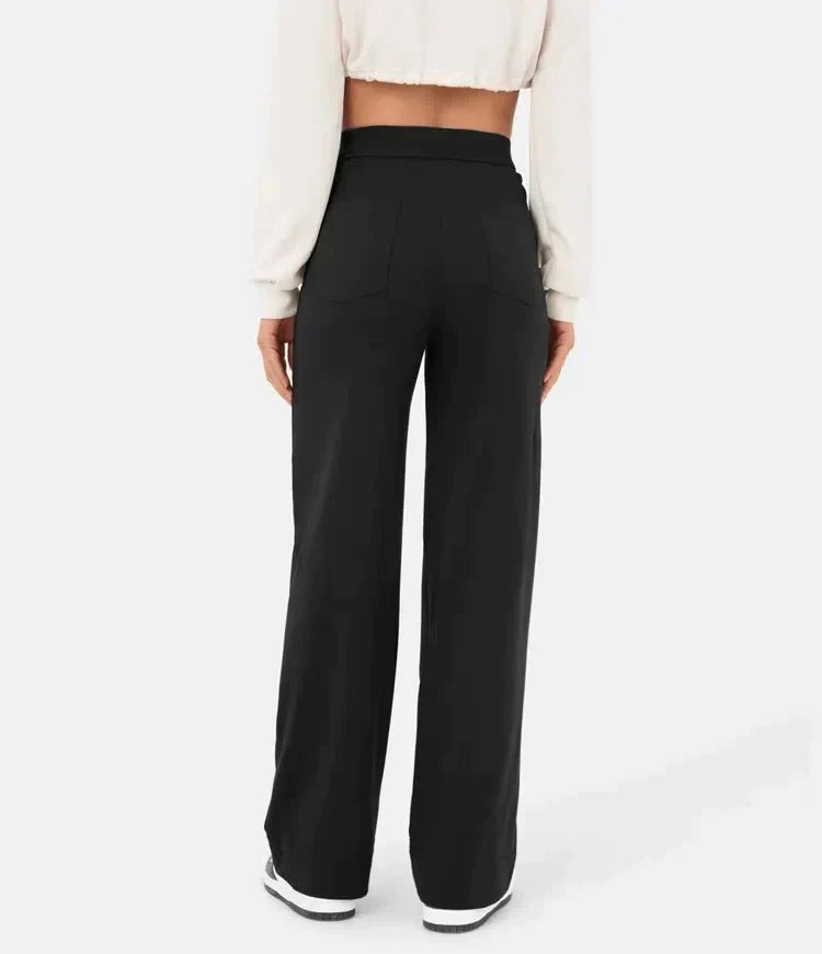 Pantalon décontracté taille haute avec élastique