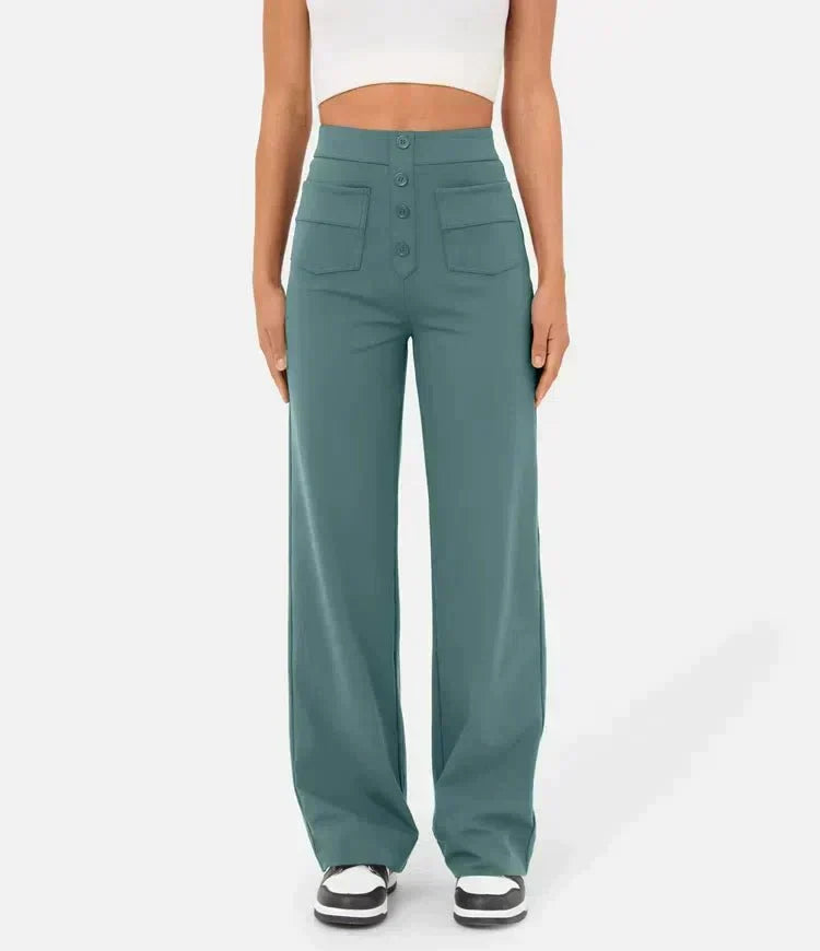 Pantalon décontracté taille haute avec élastique