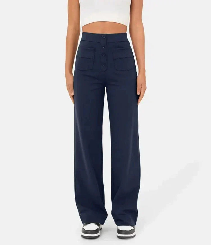 Pantalon décontracté taille haute avec élastique