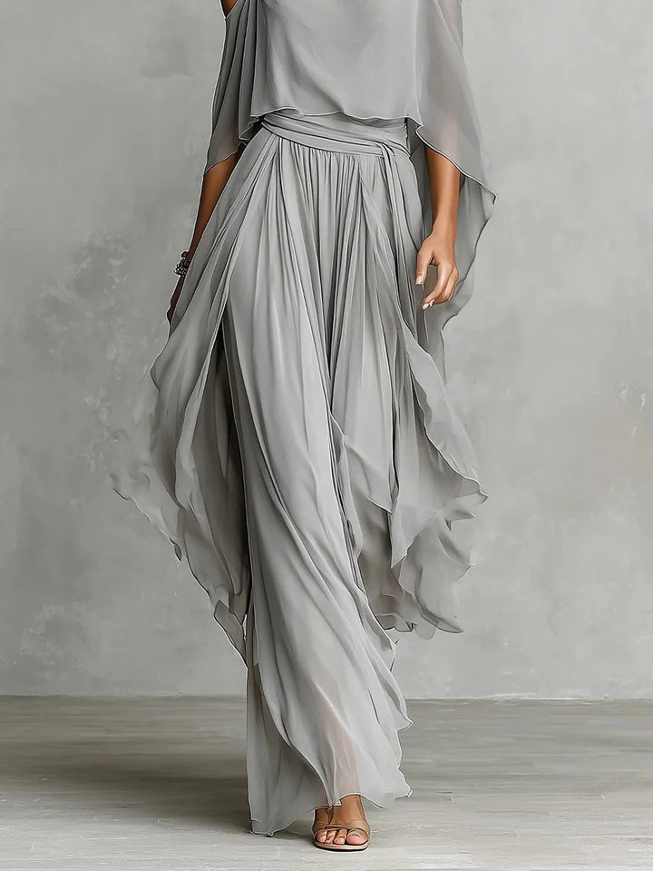Isabela | Ensemble Fluide Gris Élégant Top à Bretelles & Pantalon Léger