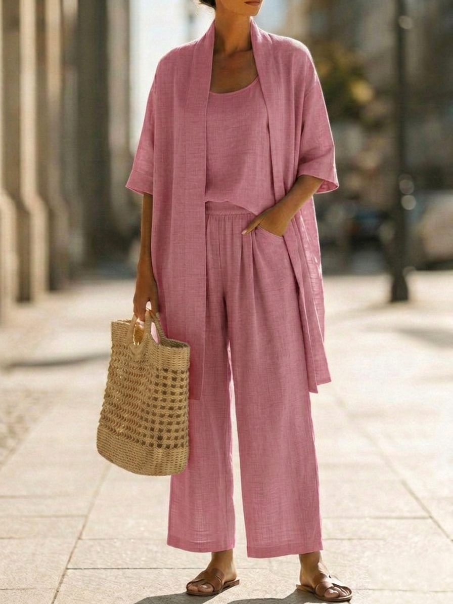 Elena | Ensemble Trois Pièces Minimaliste en Coton et Lin