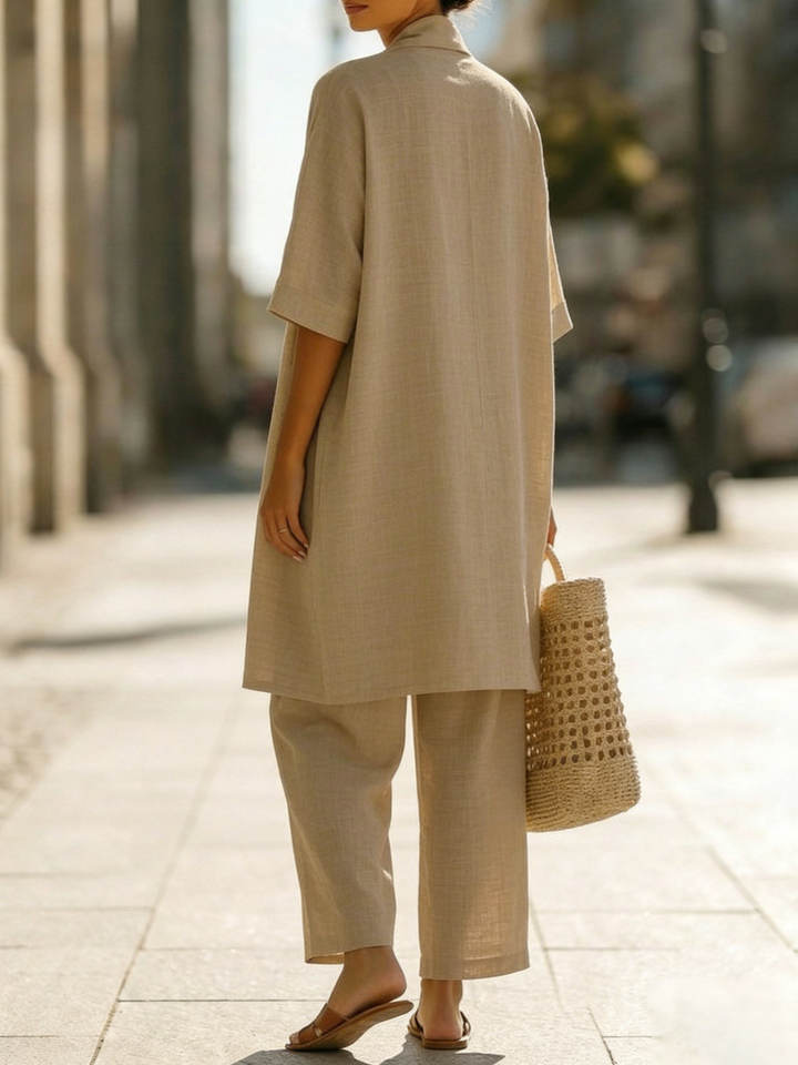 Elena | Ensemble Trois Pièces Minimaliste en Coton et Lin