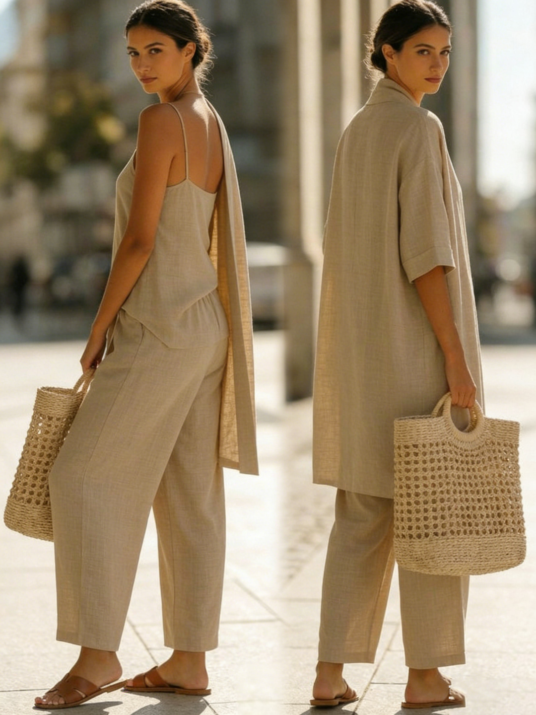 Elena | Ensemble Trois Pièces Minimaliste en Coton et Lin