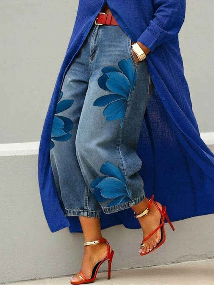 Léa | Jean Imprimé Floral Artistique