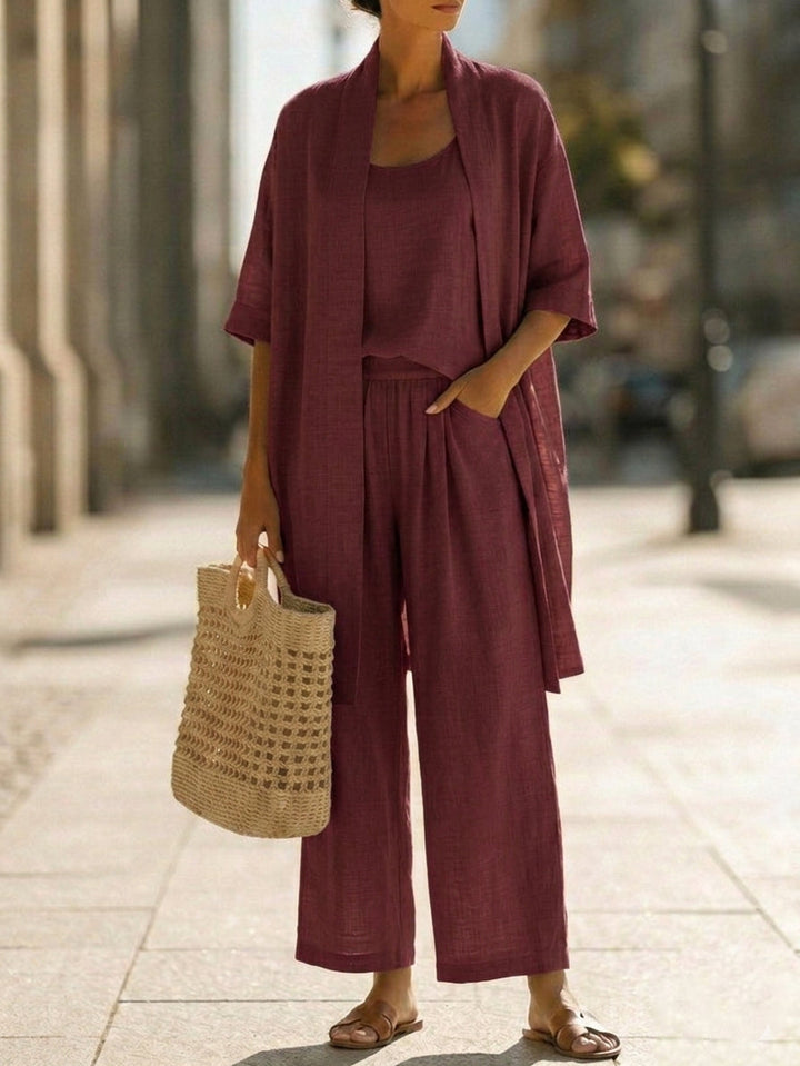Elena | Ensemble Trois Pièces Minimaliste en Coton et Lin