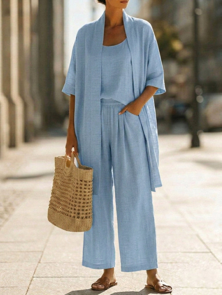 Elena | Ensemble Trois Pièces Minimaliste en Coton et Lin