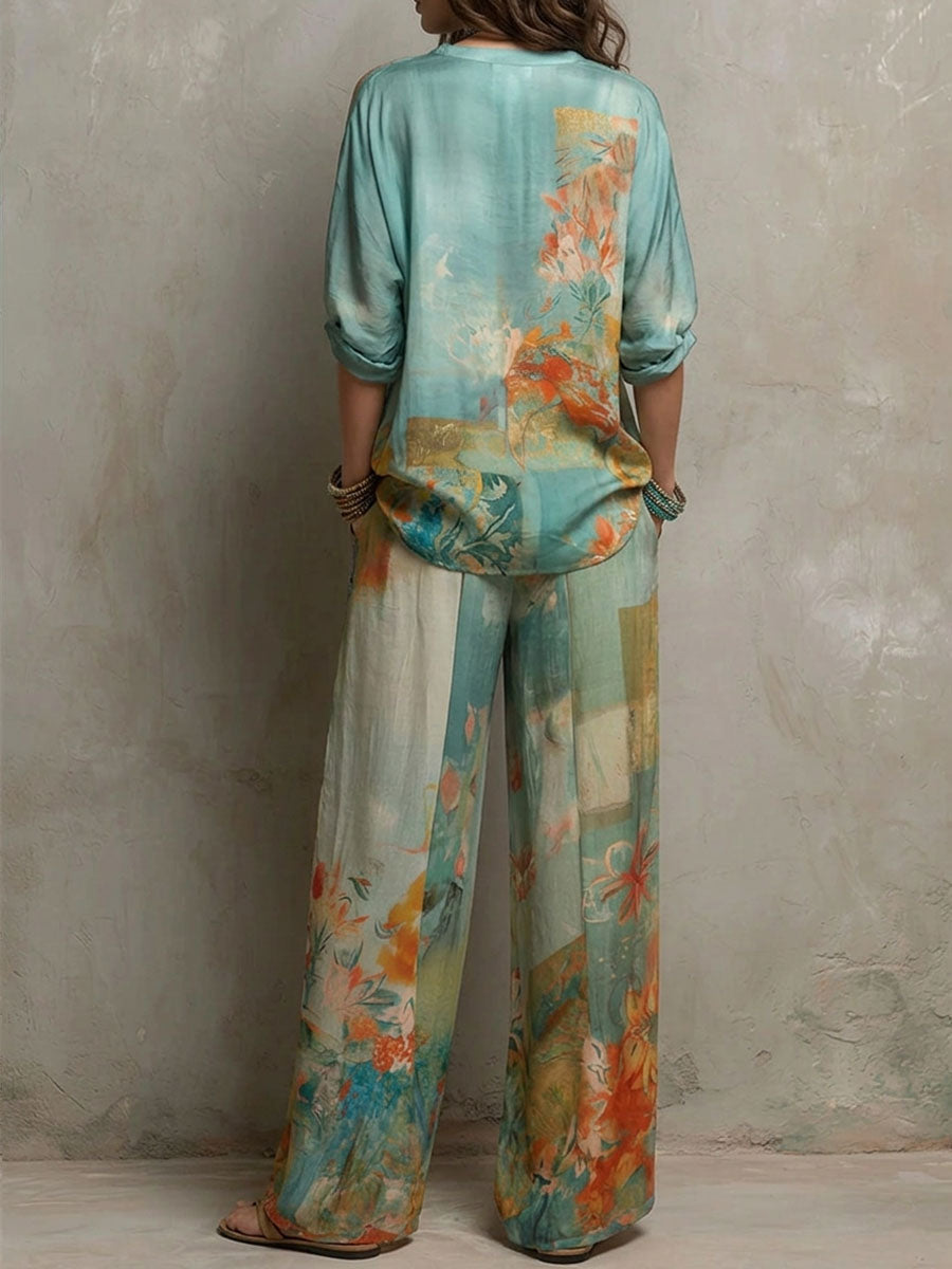 Chiara | Ensemble élégant avec imprimé floral et pantalon large