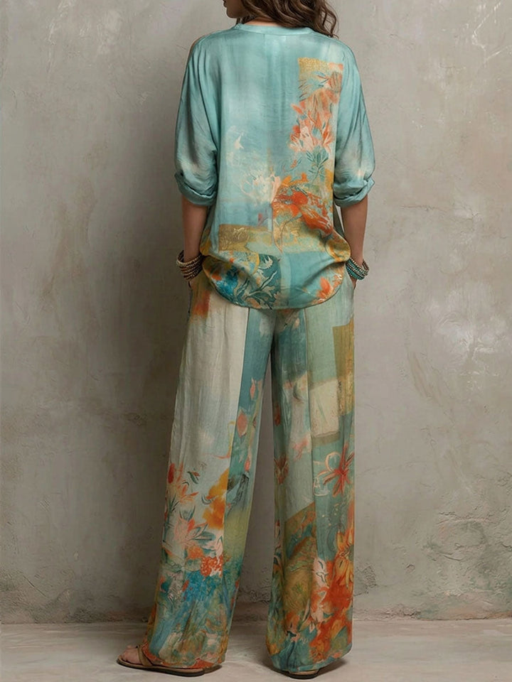 Chiara | Ensemble élégant avec imprimé floral et pantalon large