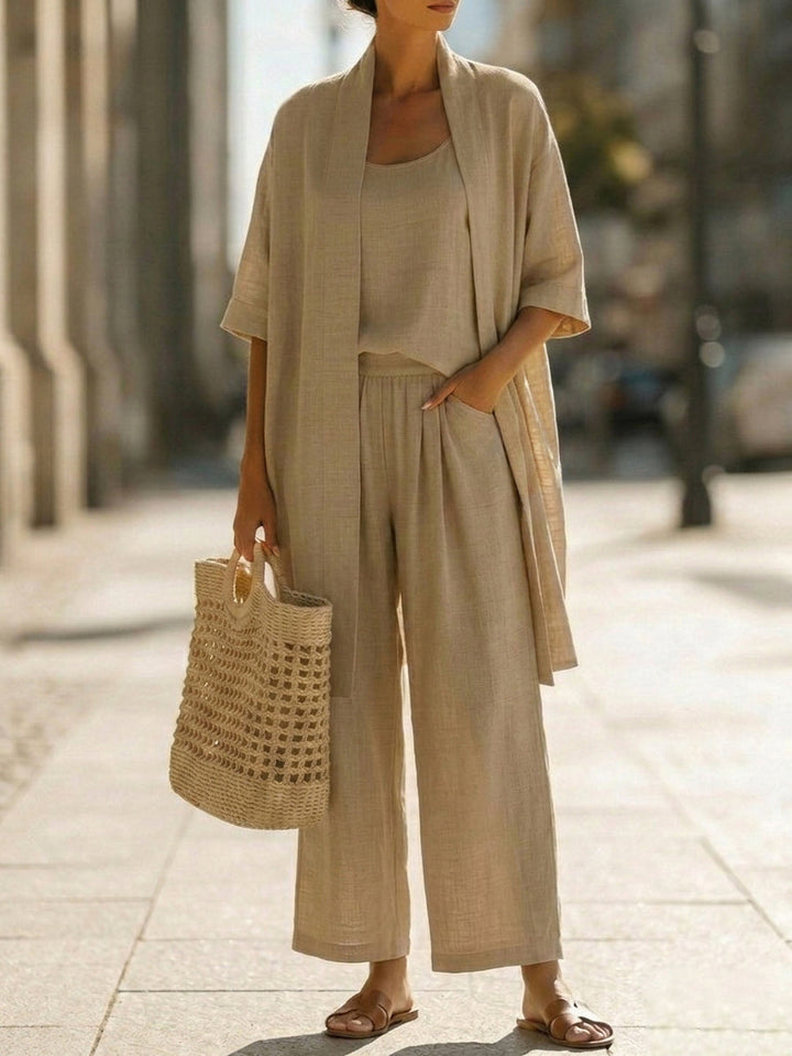 Elena | Ensemble Trois Pièces Minimaliste en Coton et Lin