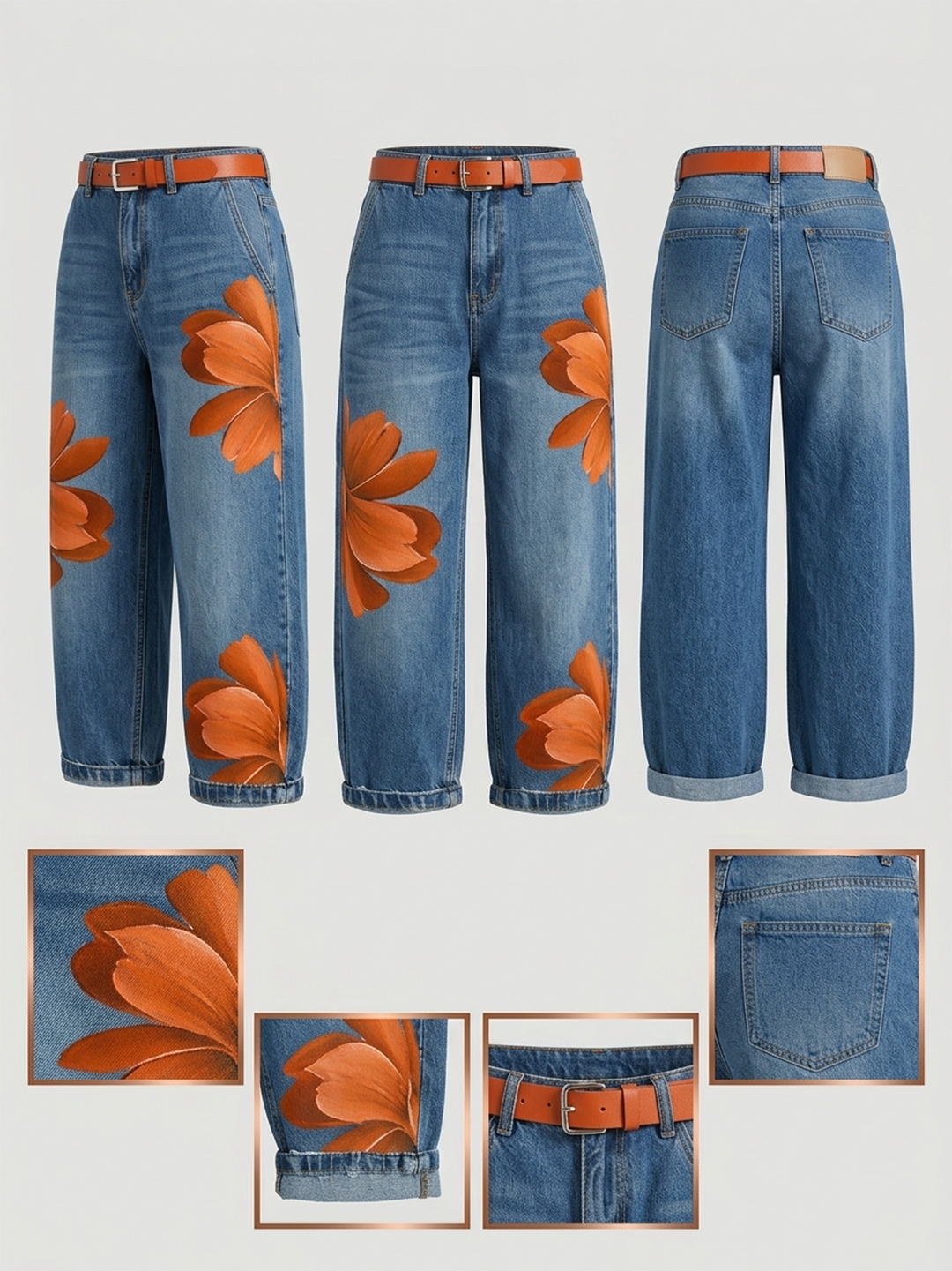 Léa | Jean Imprimé Floral Artistique