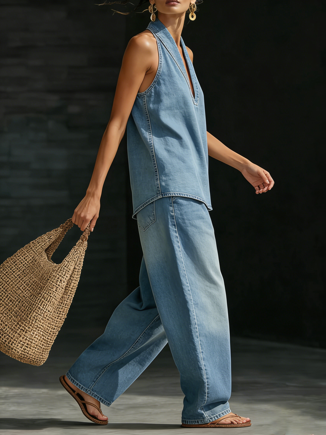 Anna | Ensemble Deux Pièces Minimaliste en Denim