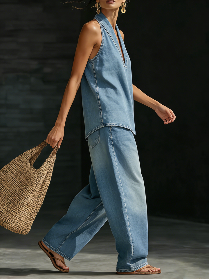 Anna | Ensemble Deux Pièces Minimaliste en Denim