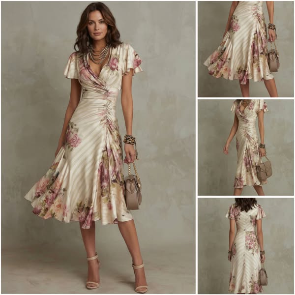 ROSALIE™ | Robe Midi Satinée Vintage