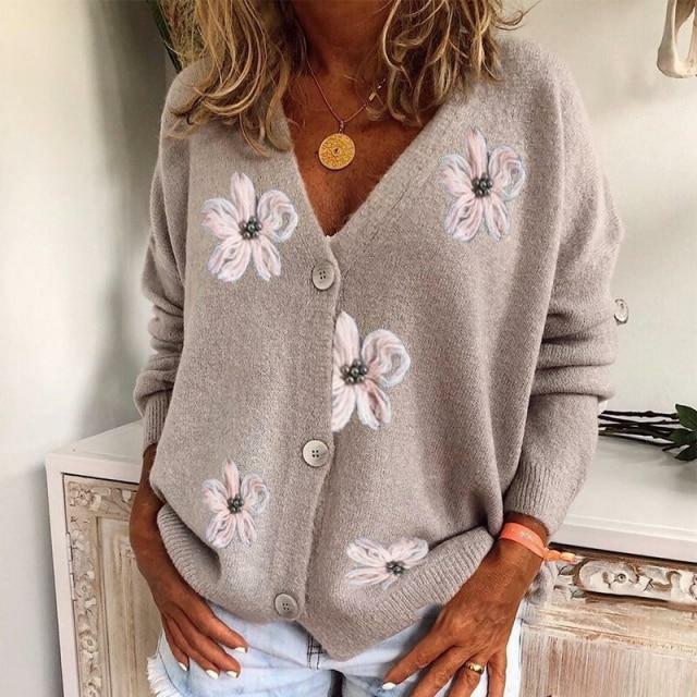 Cardigan À Imprimé Marguerite