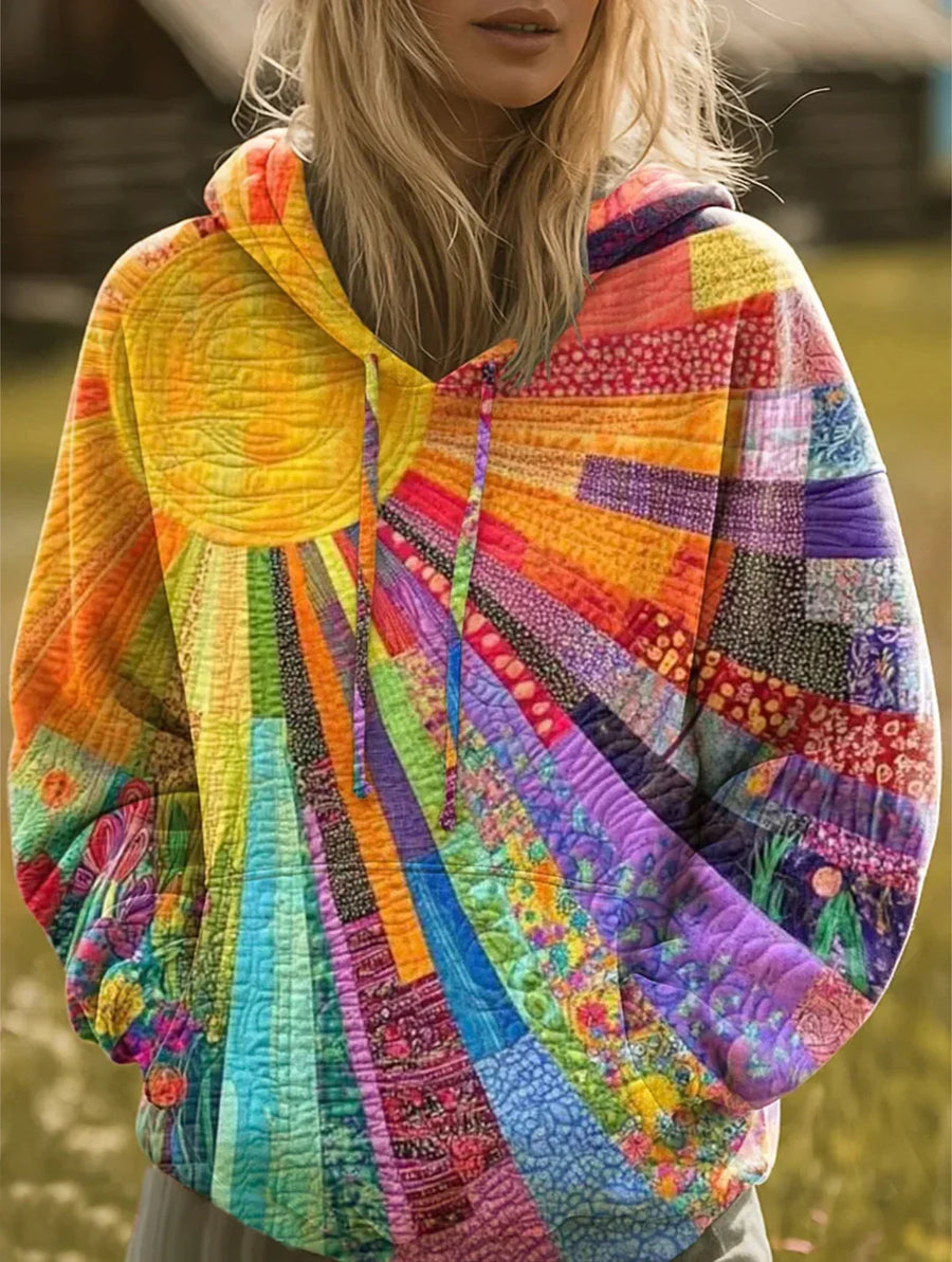 Freya - Artistic Patchwork Hoodie