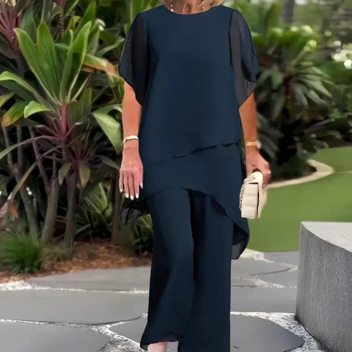 Liora | Ensemble Élégant à Top Asymétrique et Pantalon Large